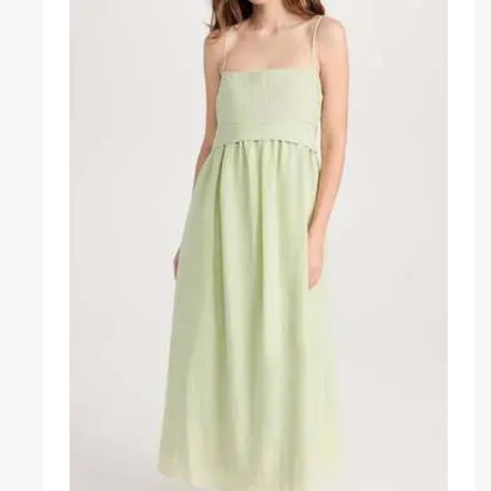 VINCE Ruched Panelled Tie-Back Midi Dress Size M